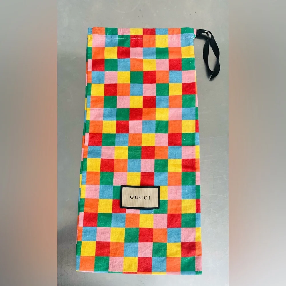 GUCCI Multicolored Checkered Drawstring Dust Bag